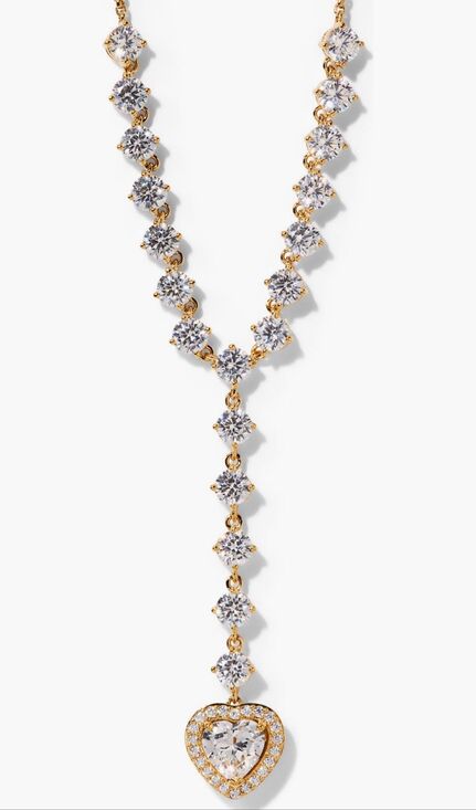 Nadri Jewelry - Nadri Le Bisou Halo Heart Y Necklace Gold Plated Cubic Zirconia 16” + 2” Extende
